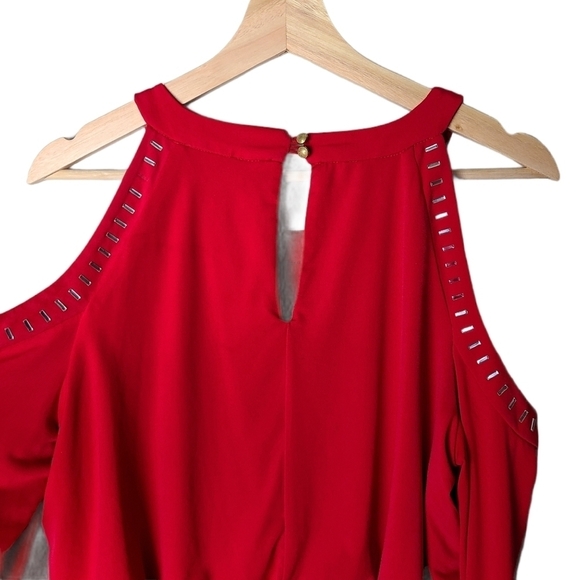 Thalia Sodi boho chic red cold shoulder SIZE 8 whimsigoth night out dress - Picture 10 of 15